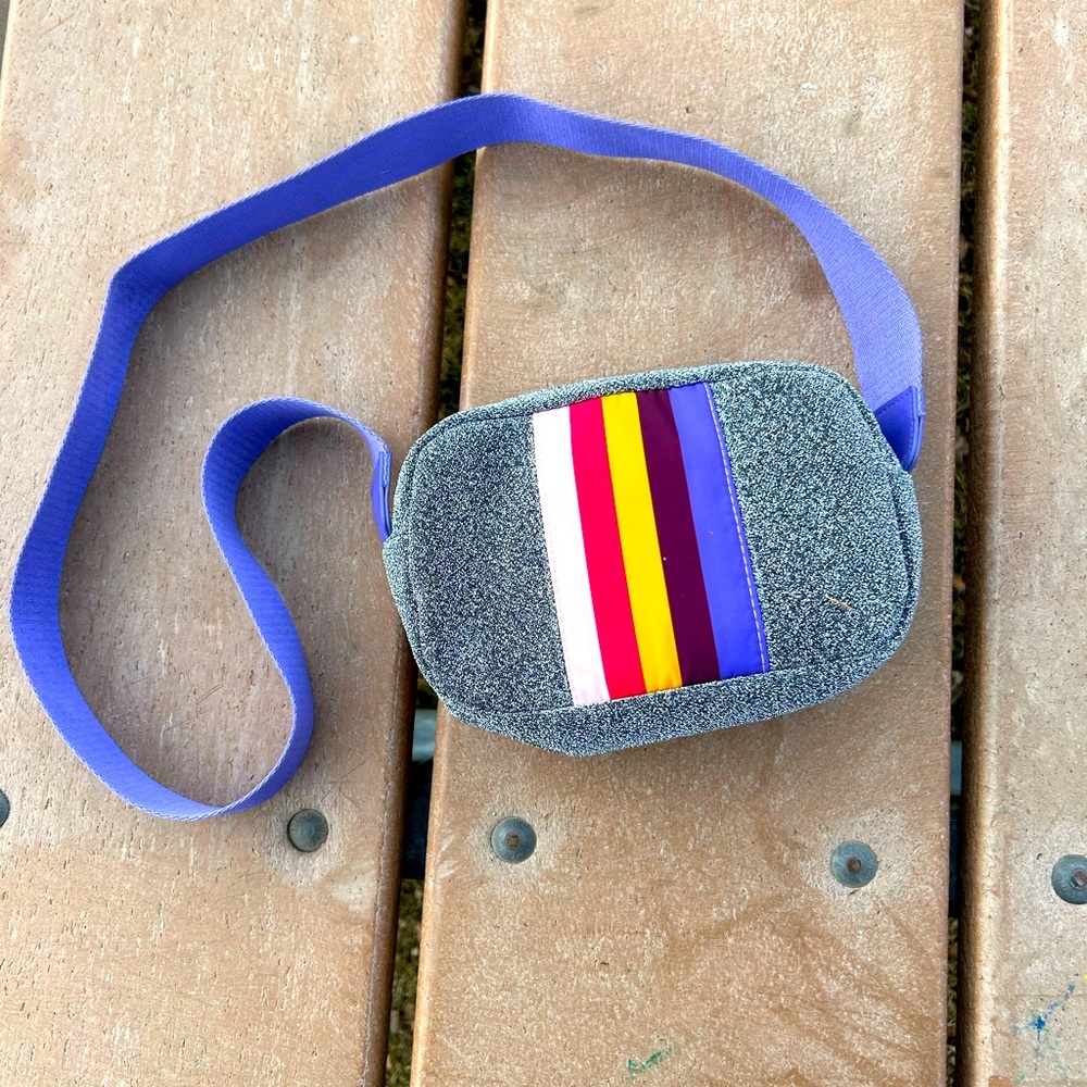 Old Navy Shoulder Purse Tote Zippered Metallic Rainbow Small